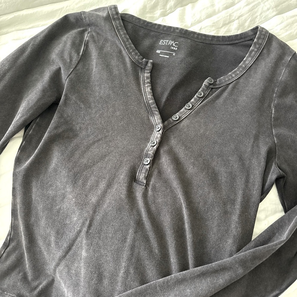 Acid wash black henley